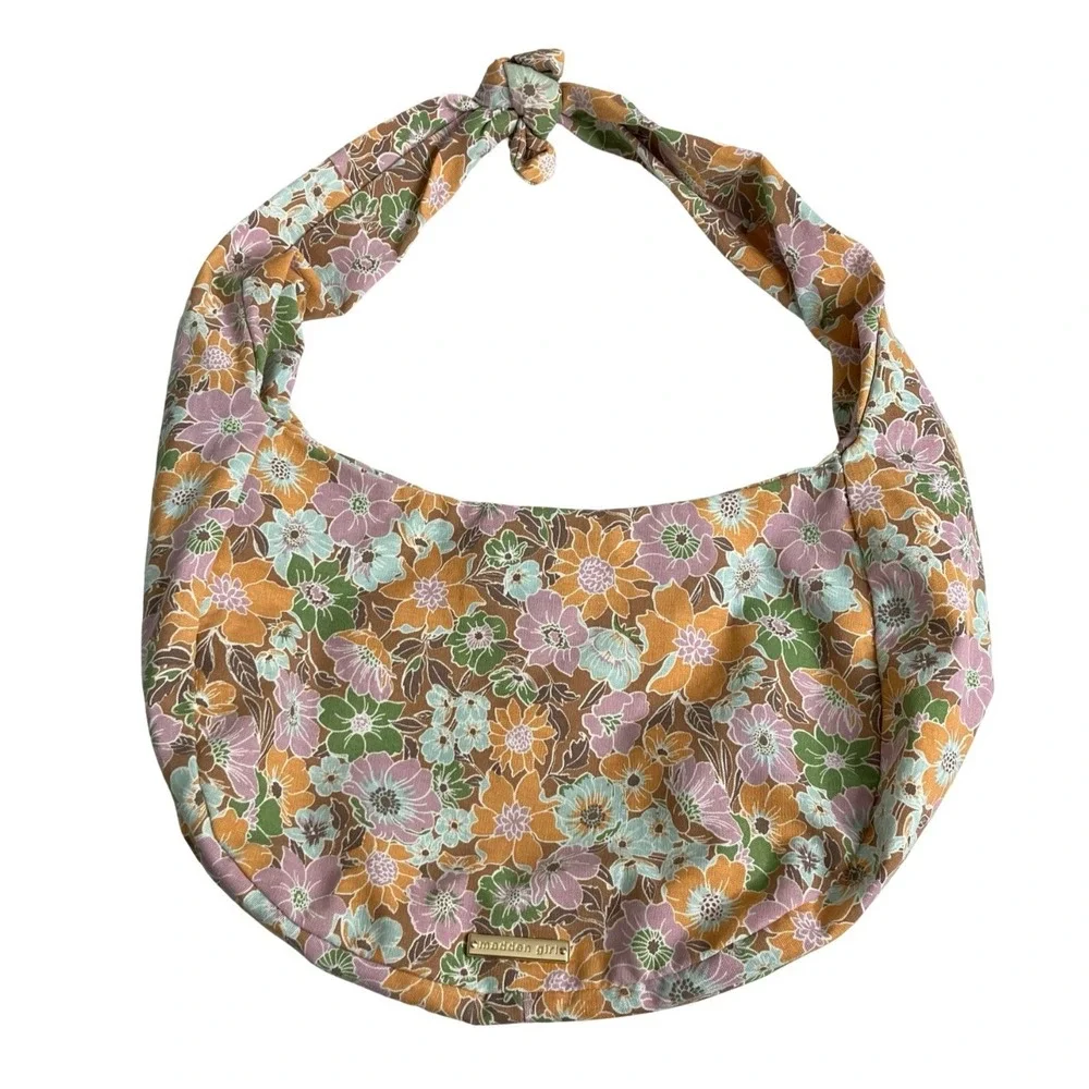 Madden Girl Hobo Bag Floral Knotted Shoulder Purse Boho Retro 70s Vibe Cottage